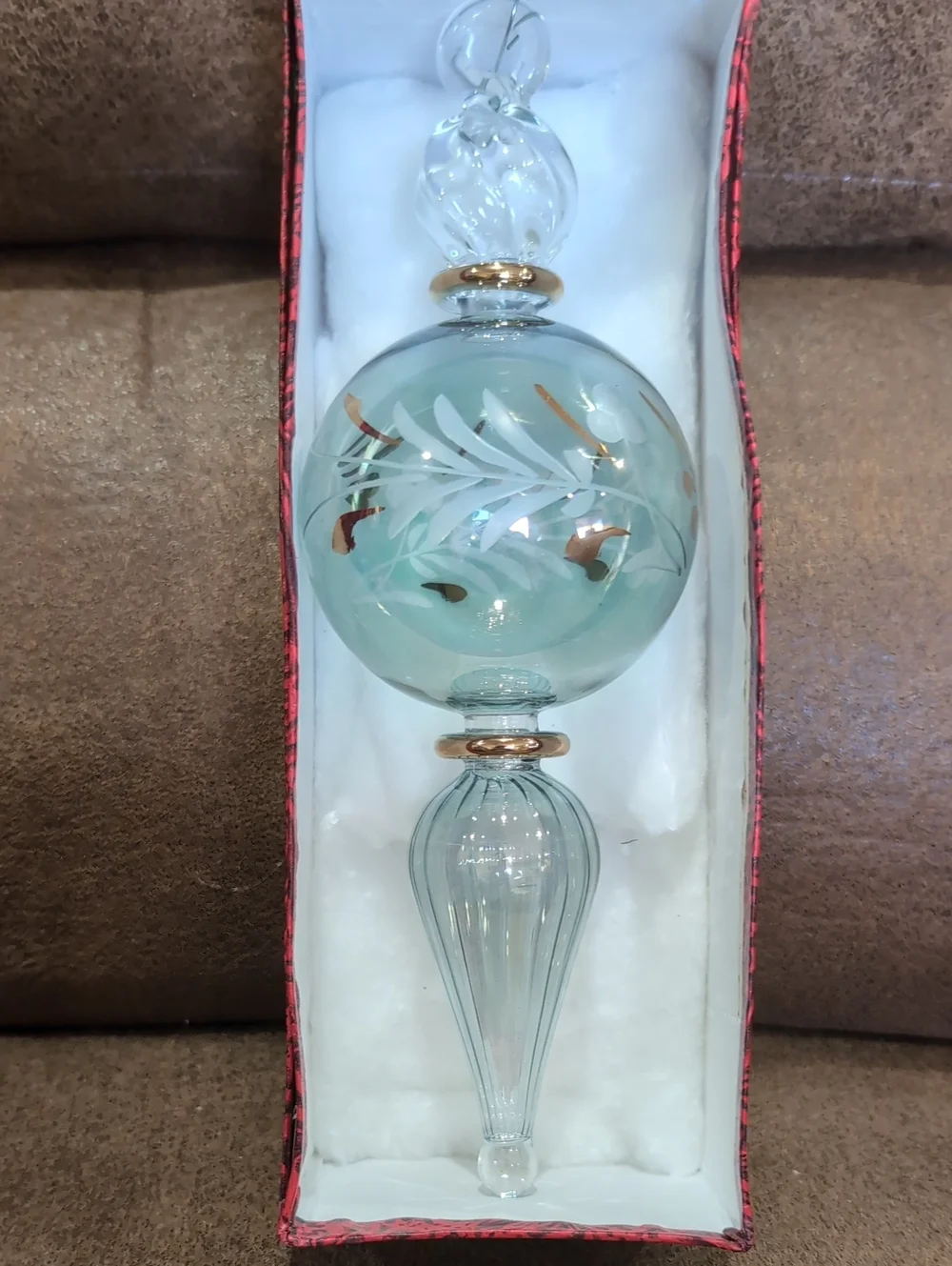 Christmas Ornament - Egyptian Museum Blue Mouth Blown Glass 24 Karat Gold Trim